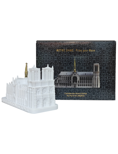Notre Dame de Paris - Cathédrale en Albaster 12x5cm - Blanche