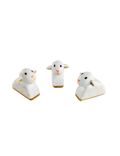 Trois moutons bois dorés 5cm