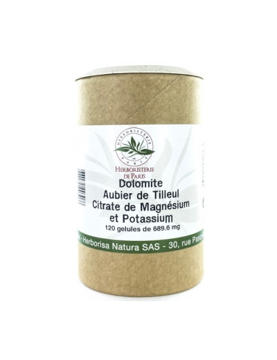 Dolomite Aubier de tilleul Citrates de magnésium et de potassium 120 Gélules