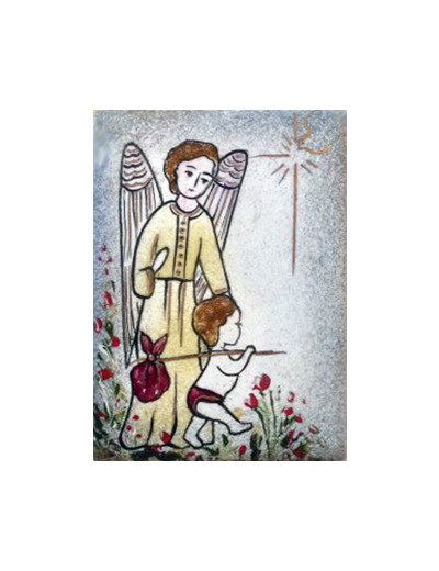 Ange et petit pas gris 9,6X6,8cm - EMAUX DU LIBAN