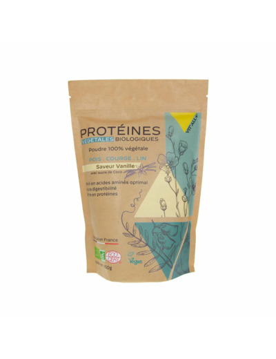Protéines végétales Bio-saveur vanille-450g-Vit'all+