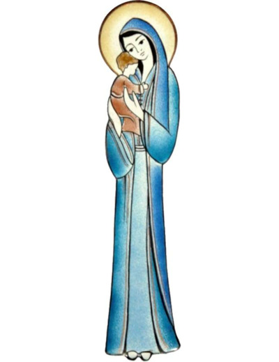 Vierge de miséricorde bleu 37cm - EMAUX DU LIBAN