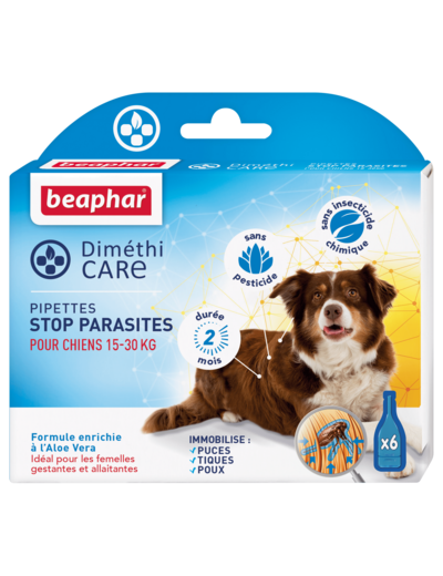DIMETHICARE Pipettes Stop Parasites SANS insecticide chien (15-30 kg) - BEAPHAR