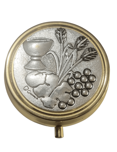 Custode dorée Diam. 5cm couvercle argenté BLÉ ET VIGNE