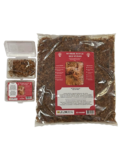 Encens en Grains Myrrhe Rouge - Boite transparente de 50gr