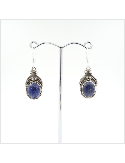 Boucles Lapis Lazuli en argent massif