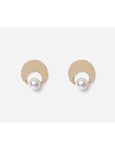 Boucles d'oreilles Novak dorées et perle nacrée