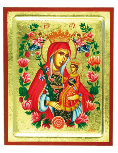 Icône dorée incurvée 10*13cm - VIERGE COURONNEE