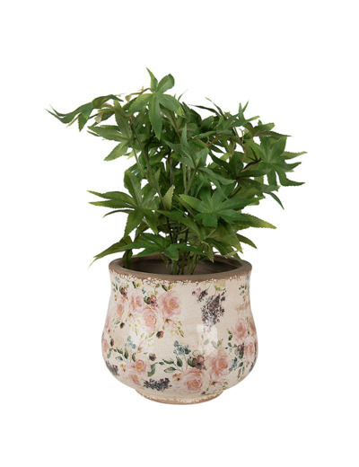 Pot de fleurs céramique fleurs anciennes 18x15cm