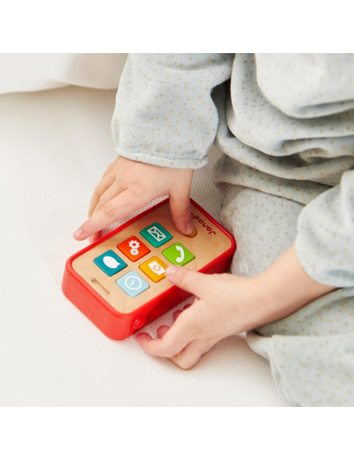 Janod - Téléphone Enfant Sonore en Bois - Jouet d'Imitation - Dès 18 Mois,