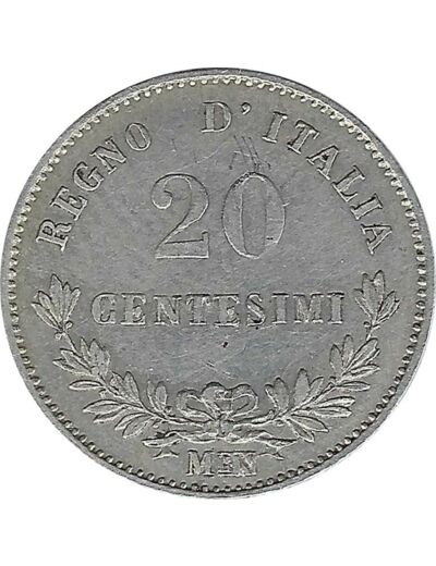 ITALIE 20 CENTESIMI 1863 MBN TTB+