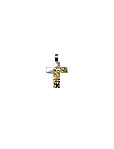 Croix en argent 925 plaqué-or bicolore 1,5x1cm
