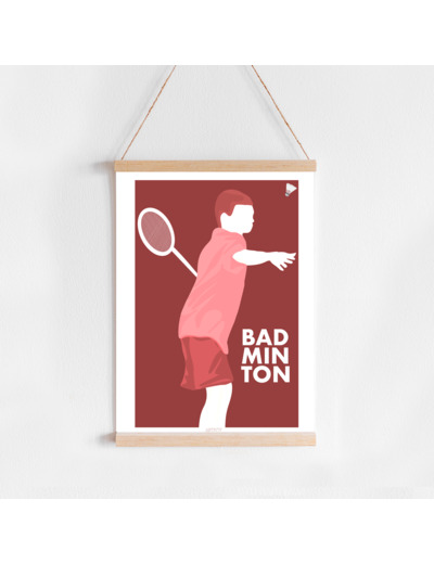 Affiche "Joueur garçon de badminton"