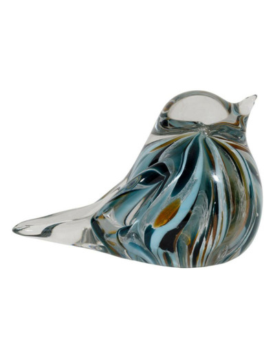 Presse papier verre moineau Serin bleu 7x9x12cm