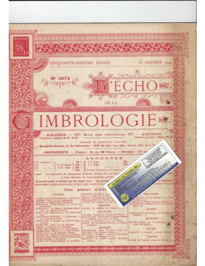 L'ECHO DE LA TIMBROLOGIE 56ème ANNEE 31 JANVIER 1942