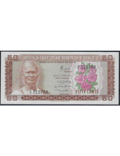 SIERRA LEONE 50 CENTS non daté (1974) SERIE D4 NEUF (W4b)