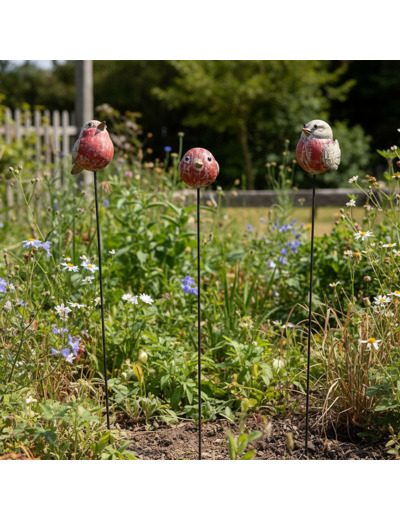 Ensemble 3 tuteurs oiseaux 23x15x110cm