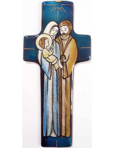 Sainte Famille bleu 17X7,7cm - EMAUX DU LIBAN