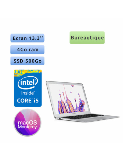 Apple MacBook Air A1466 (EMC 2925) i5 4Go 500Go SSD - 13.3 - Ordinateur Portable Apple