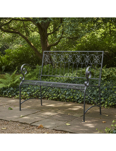 Banc jardin fer plein gris acier 114x46x91cm