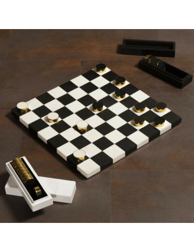 Jeu de Dames étui résine laiton 42x42cm