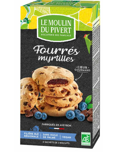 Biscuit fourre myrtille pepite choc 175g MOULIN DU PIVERT