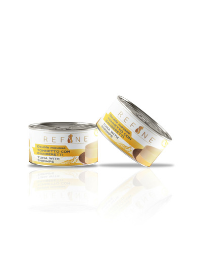 Refine Double mousse, thon avec crevettes pour chat adulte - 85G