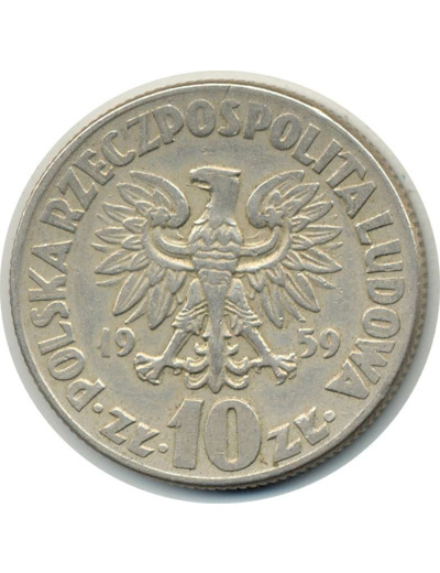 POLOGNE 10 ZLOTY 1959 KOPERNIC TTB (W51)