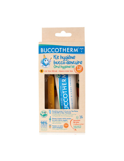 Kit hygiène bucco dentaire 7 12 ans ice tea pêche bio 50ml