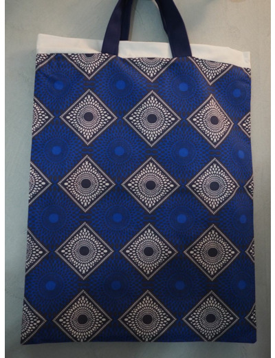 SAC TOTE BAG BLEU ET BLANC AVEC GRANDES ET PETITES ANSES