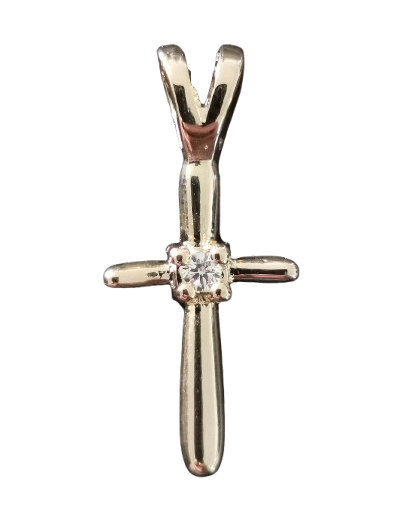Croix en Plaqué Or 9x17mm avec Oxyde de Zirconium