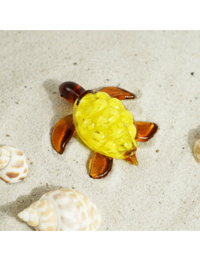 Figurine Miniature Tortue Verre Jaune 7x6x3cm
