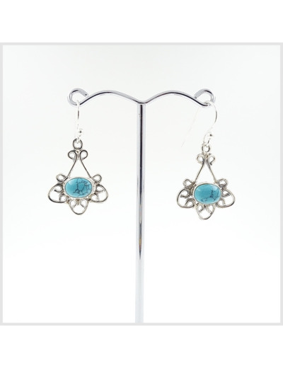 Boucles d'oreilles Turquoise et Argent Massif