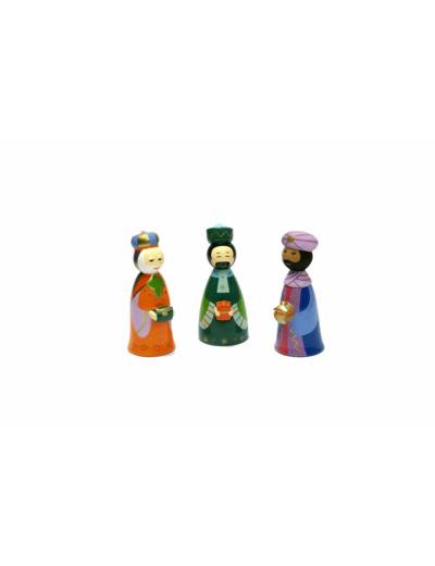 Rois Mages en bois tourné 10cm + boite