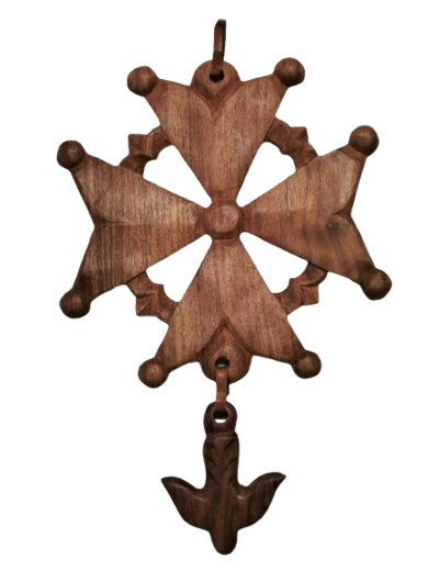 Croix Huguenote en Bois Exotique 31cm