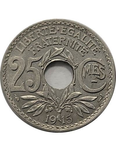 FRANCE 25 CENTIMES LINDAUER 1915 SUP/NC (G379)