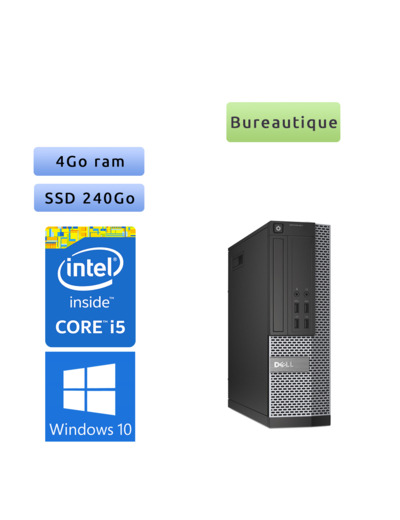 Tour Faible Encombrement Dell - Windows 10 - i5 4GB 240GB SSD - Wifi - Ordinateur