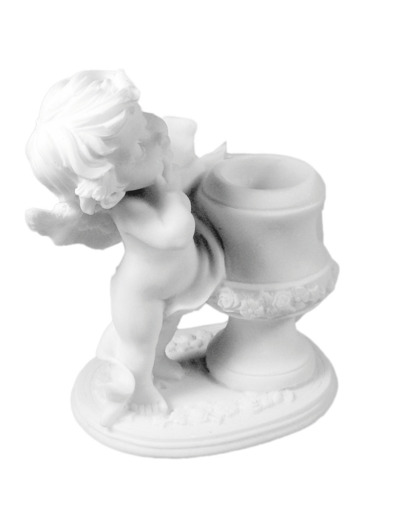 Statue en albâtre 10cm - ANGE DEBOUT Blanc