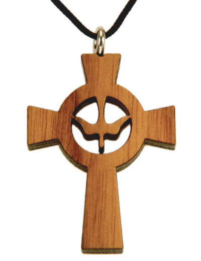 Croix en Bois d'Erable Vernis 3,8cm avec Cordon - COLOMBE ÉVIDÉE