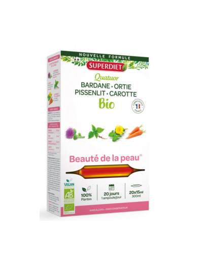 Quatuor Beauté de la peau bio 20 ampoules de 15ml