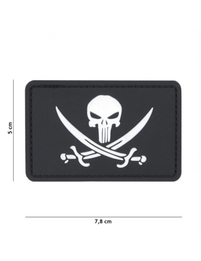Patch 3D PVC  Punisher pirate (noir)
