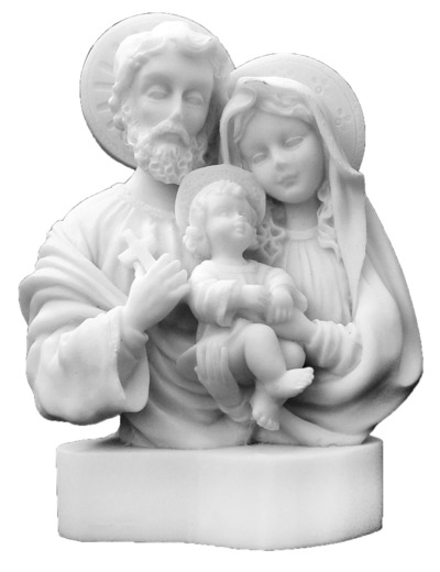 Ste Famille - Statue en albâtre 15cm -Blanche