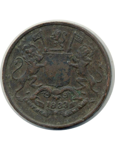 INDE ANGLAISE 1/4 ANNA 1833 BOMBAY TB+ (W232)