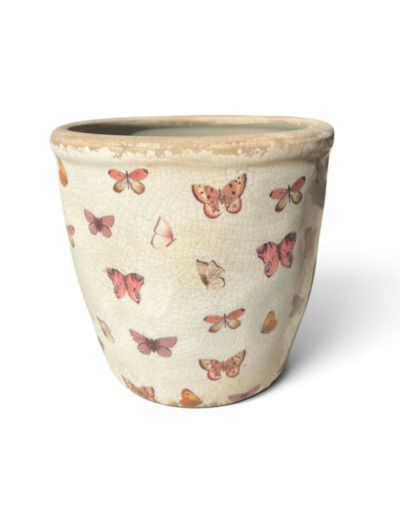 Pot de fleurs beige rose céramique 16x16x16cm