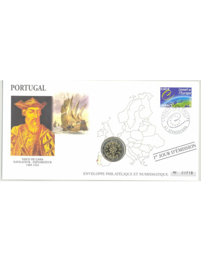 ENVELOPPE PHILATELIQUE NUMISMATIQUE CONSEIL EUROPE 2 EURO PORTUGAL 2006