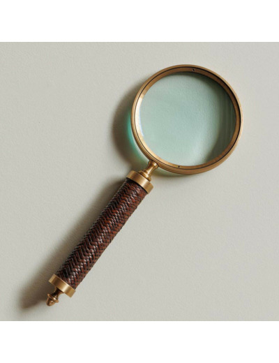 Loupe dorée cuir 33x13cm