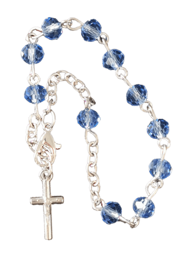 Bracelet Dizainier Perle Verre Sur Chaîne Argentée BLEU