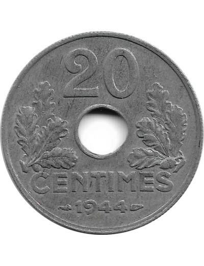 FRANCE 20 CENTIMES ZINC 1944 SUP