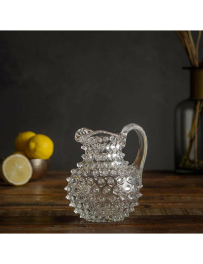 Carafon en Cristal Transparent Pointe de Diamant Élégant 14x12cm