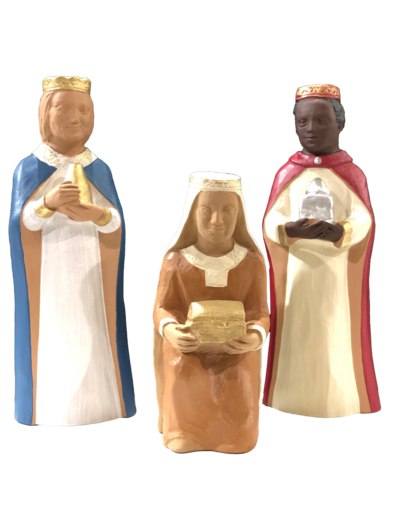 Les 3 Rois Mages pour Crèche 20cm polychrome- Pierreline